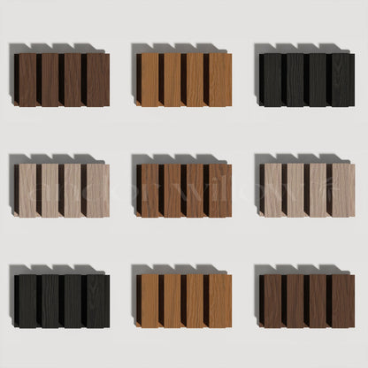 Exterior Wood-Look Composite Slat Panel Samples.