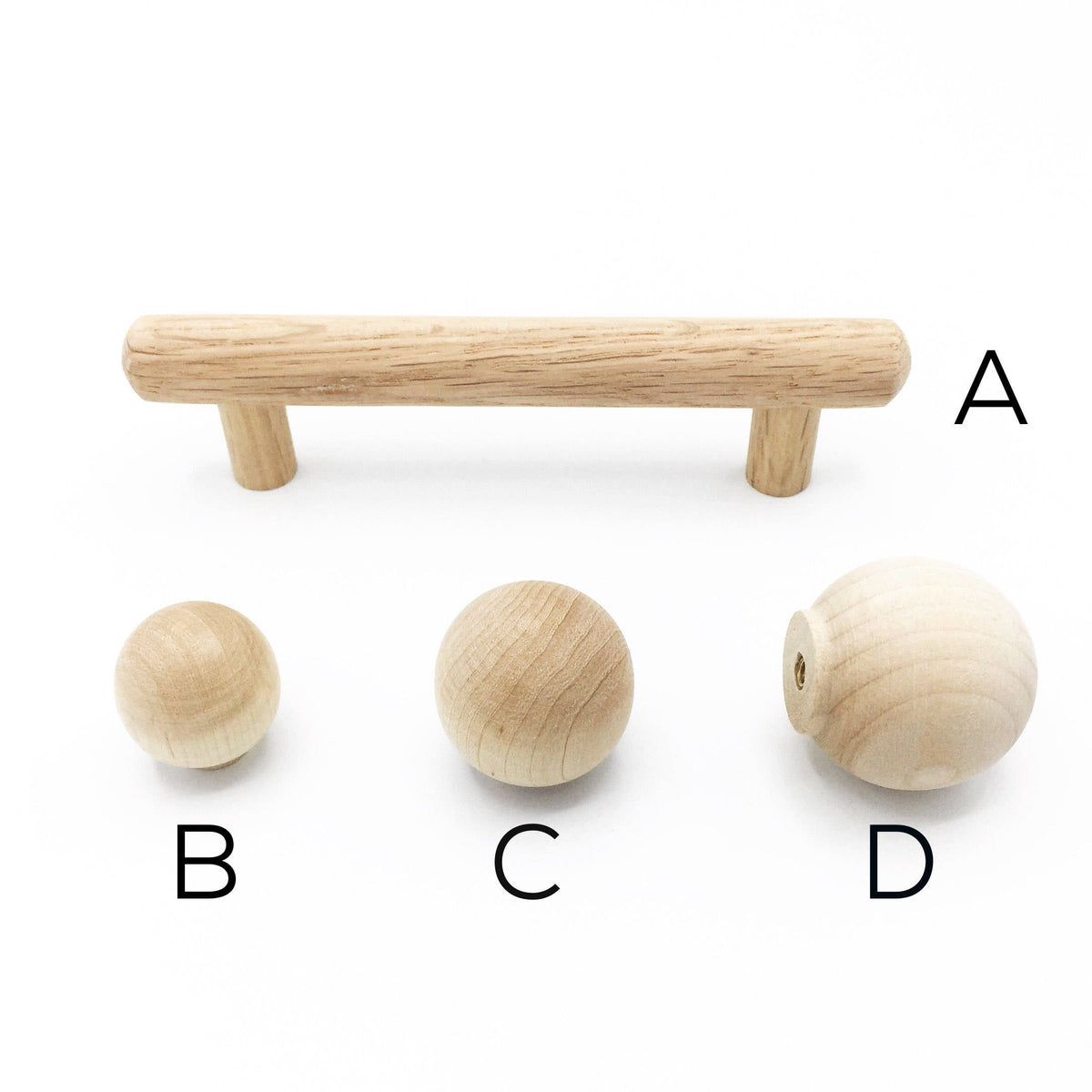 Unfinished Wood "Alden" Mid-Century Modern Cabinet Hardware.
