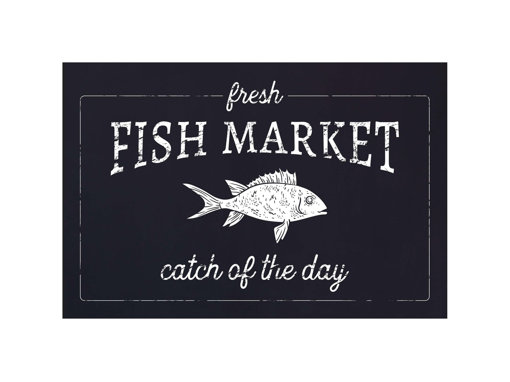 Joyfully Said Wooden signs 12 inches x 8 inches / Black-White Text / Light brown stain Fish Market