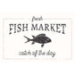 Joyfully Said Wooden signs 12 inches x 8 inches / Soft White-Black Text / Dark brown stain Fish Market