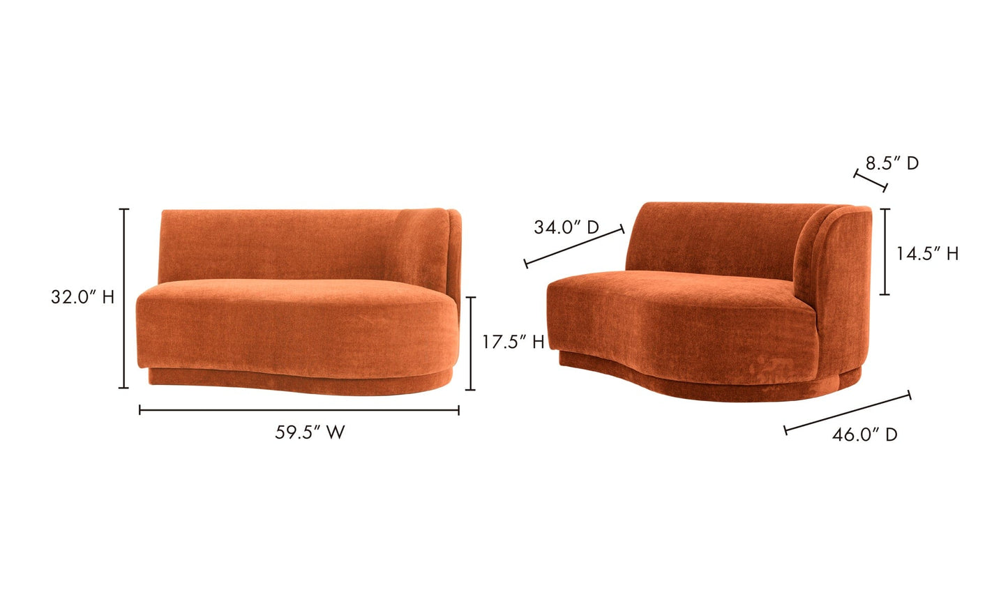 The Carpentry Shop Co. Yoon Chaise Right Fired Rust Yoon Chaise Right Fired Rust