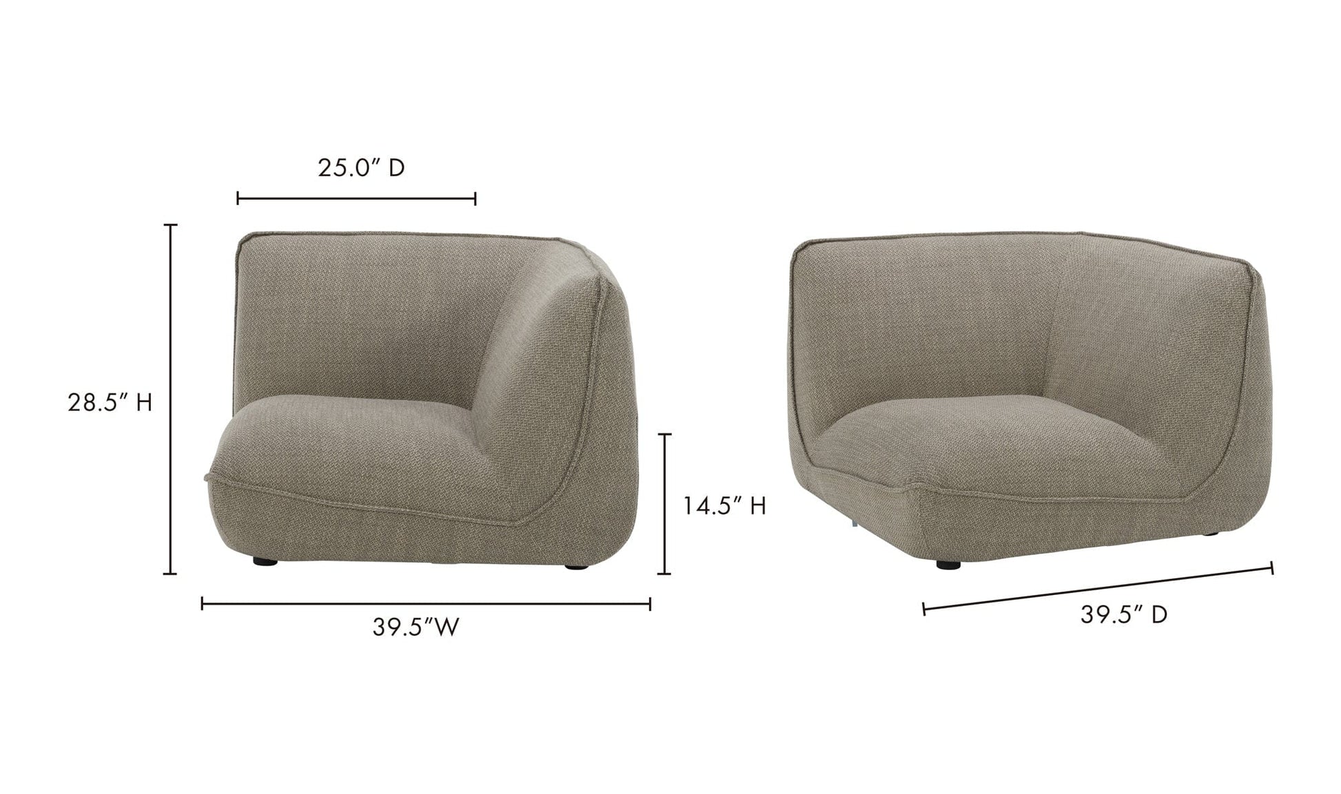 The Carpentry Shop Co. Zeppelin Corner Chair Speckled Pumice Zeppelin Corner Chair Speckled Pumice