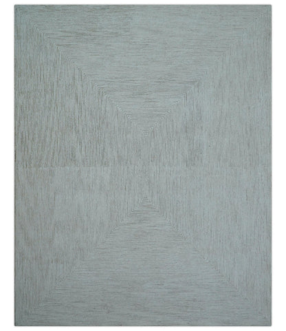 Zoha Custom Made Modern Style White And Beige Wool Rug.