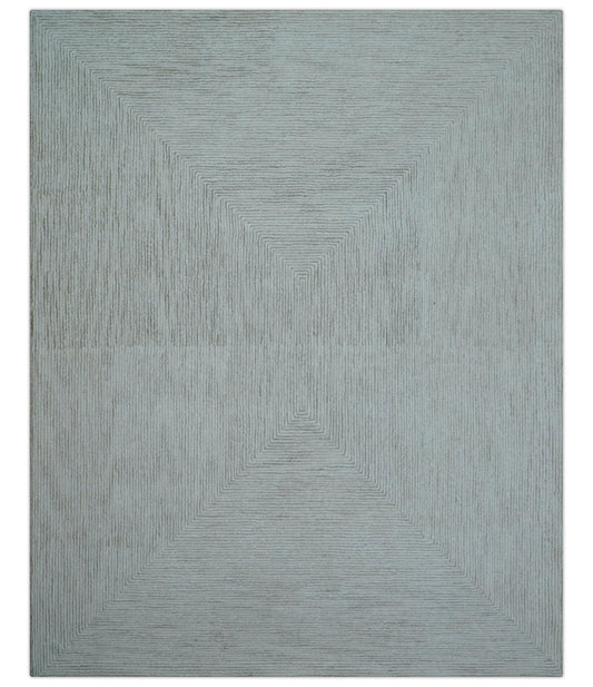 Zoha Custom Made Modern Style White And Beige Wool Rug.
