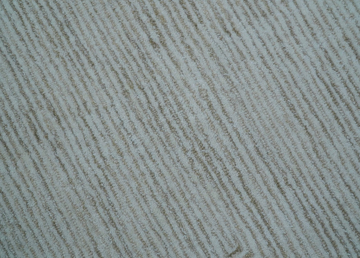 Zoha Custom Made Modern Style White And Beige Wool Rug.
