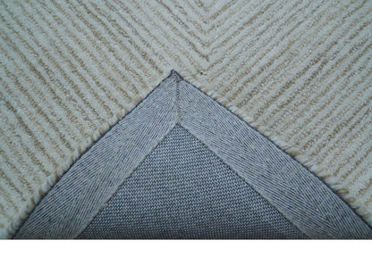 Zoha Custom Made Modern Style White And Beige Wool Rug.