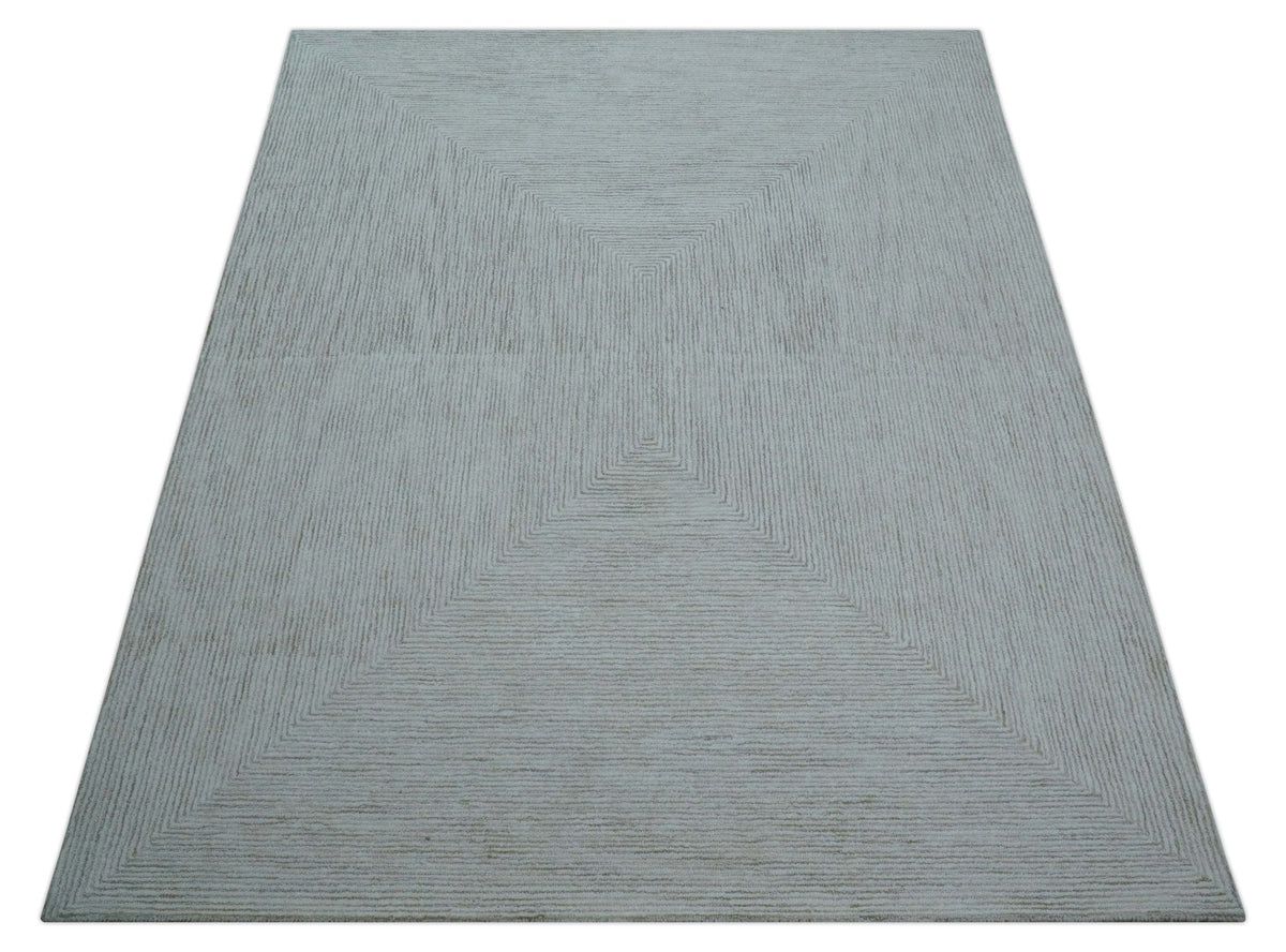 Zoha Custom Made Modern Style White And Beige Wool Rug.