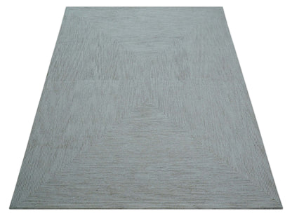 Zoha Custom Made Modern Style White And Beige Wool Rug.