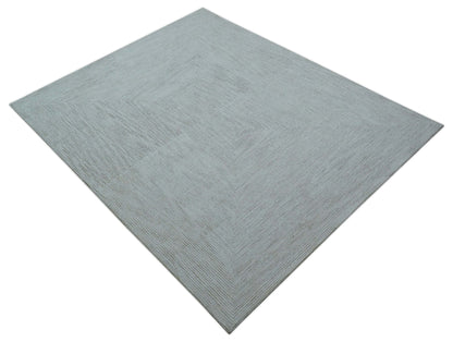Zoha Custom Made Modern Style White And Beige Wool Rug.