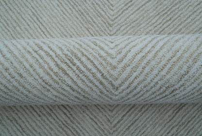 Zoha Custom Made Modern Style White And Beige Wool Rug.