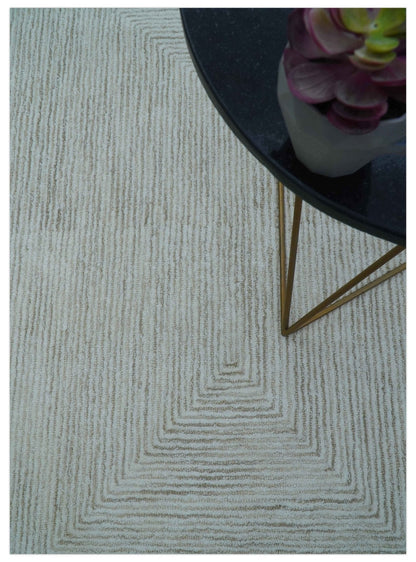 Zoha Custom Made Modern Style White And Beige Wool Rug.