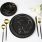 The Carpentry Shop Co. Black Gold Veined Dinner Plate-Set of 4