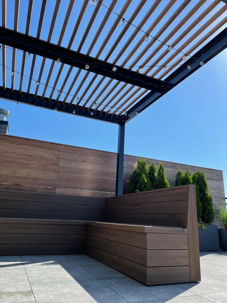 Post Frame Perlings Aluminum Frame Pergola with Wood Purlins KIT | The Carpentry Shop Co.
