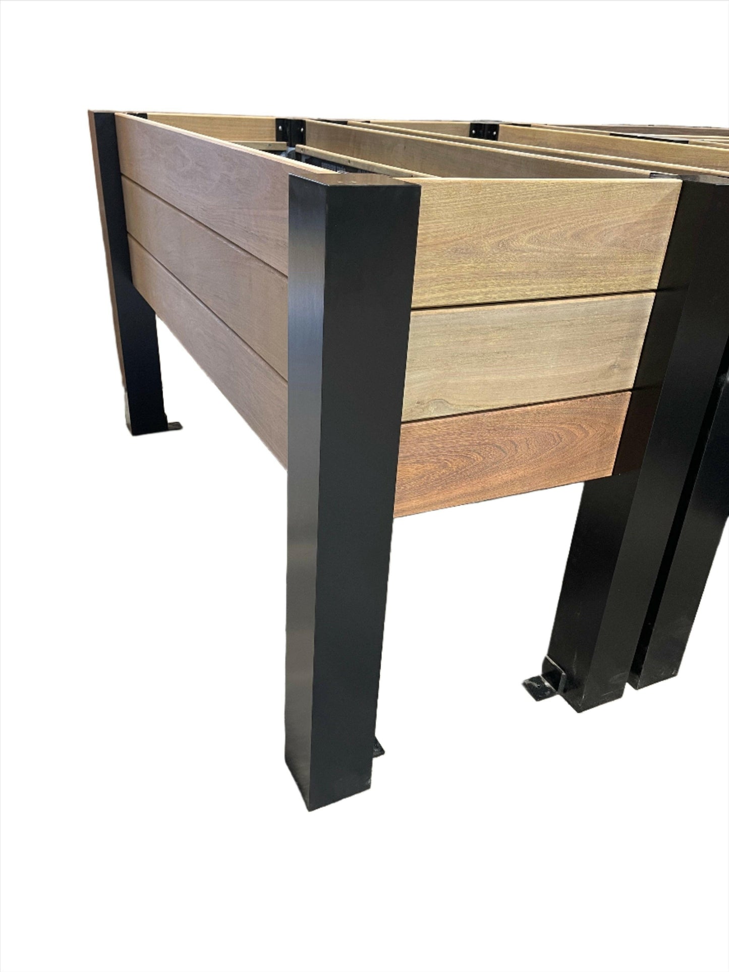 tall wood box planters Commercial Grade Elevated ADA Compliant Ipe Planters with Aluminum Legs
