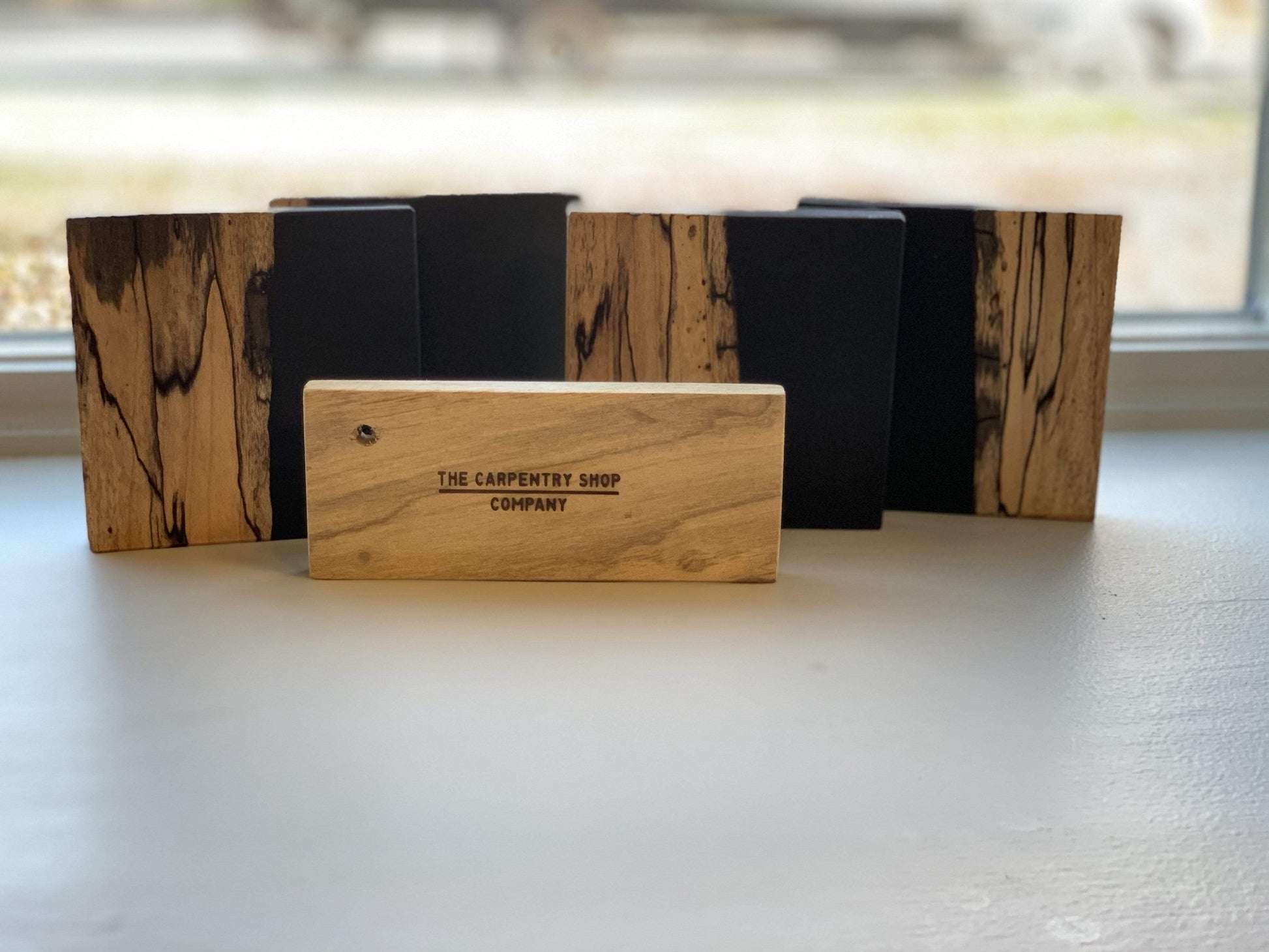 The Carpentry Shop Co., LLC Spalted Maple and Black Epoxy Coaster Set