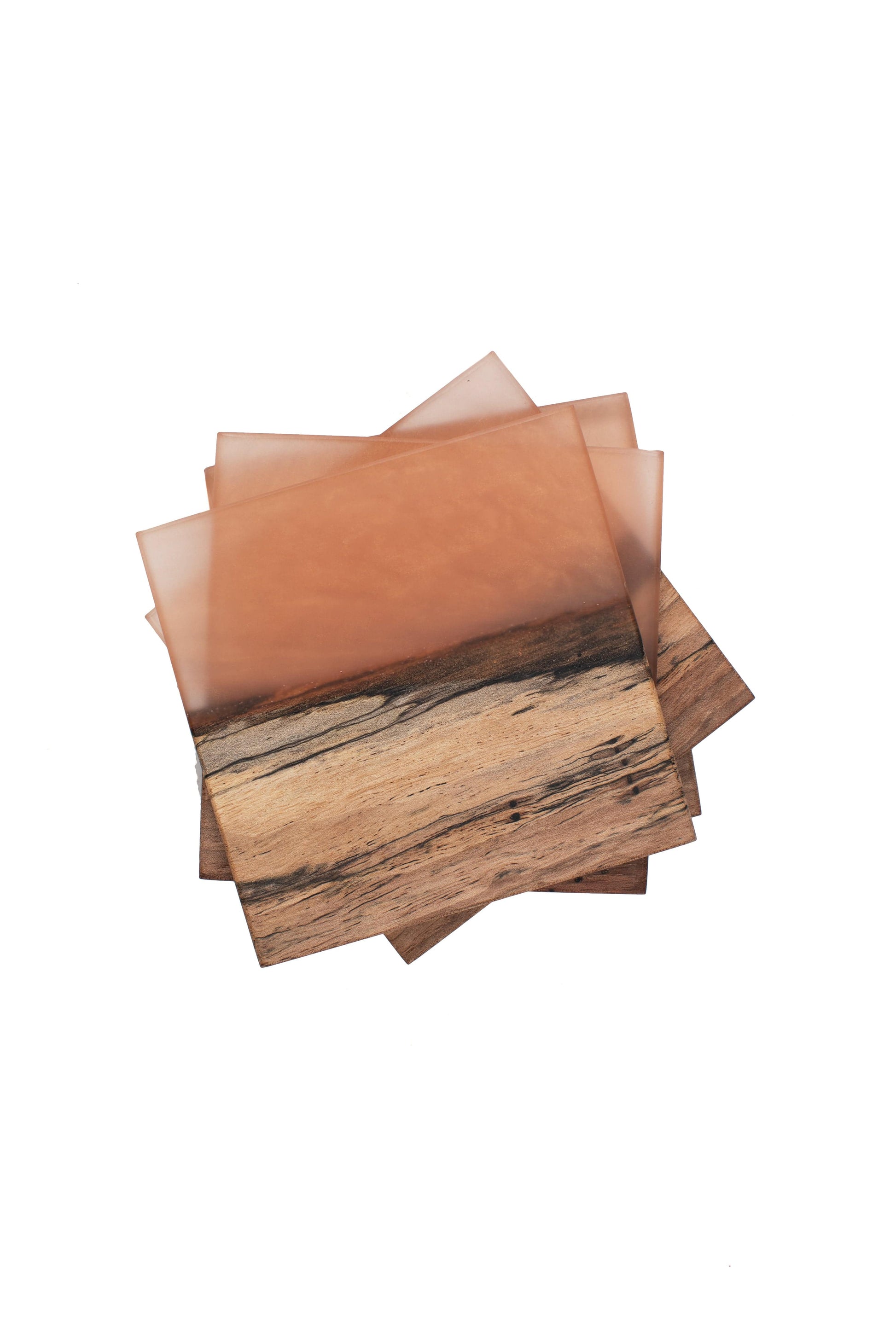 The Carpentry Shop Co., LLC Spalted Maple and Coral Epoxy Coaster Set